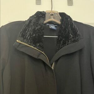 Boston Proper Black Utility Jacket with Faux Fur Collar